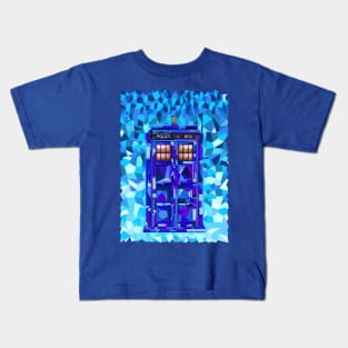 British Blue phone box cubic art Kids T-Shirt